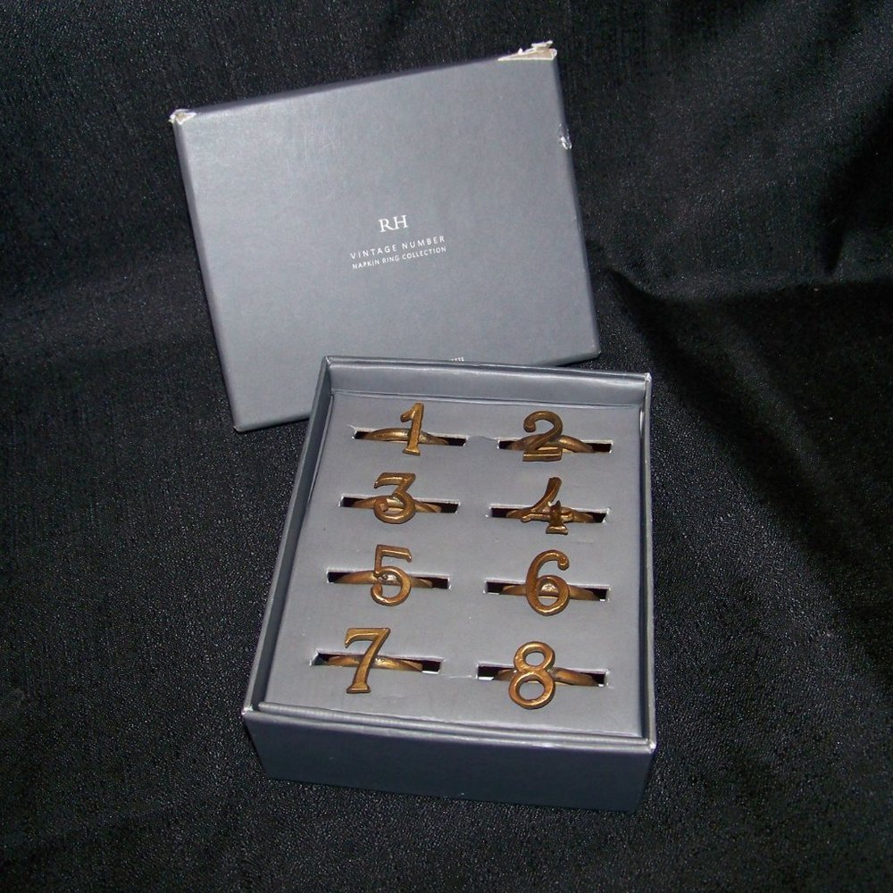 RESTORATION HARDWARE RH SET OF 8 VINTAGE NAPKIN RINGS - NEW